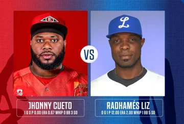 Johnny Cueto vs Radhames Liz, en primer 7mo juego de Licey vs Escogido