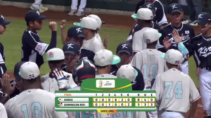 Corea deja en tres hits a Dominicana en M U12