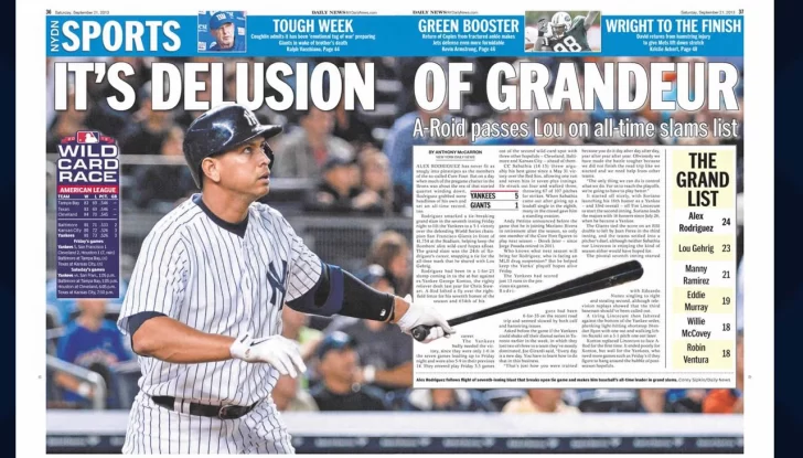 A-Rod supera a Lou en la lista de grand slams de todos los tiempos