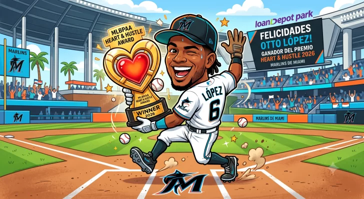 Otto López recibe el Premio Heart & Hustle de los Marlins en 2026 Otto López recibe el Premio Heart & Hustle de los Marlins en 2026