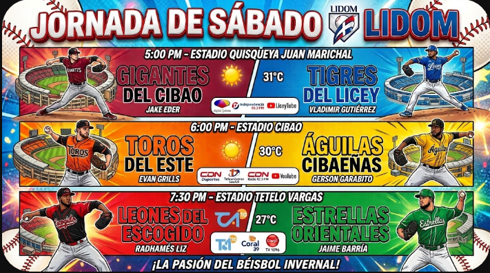 Gigantes a Santo Domingo; Toros en Santiago y Escogido va para Macorís Gigantes a Santo Domingo; Toros en Santiago y Escogido va para Macorís